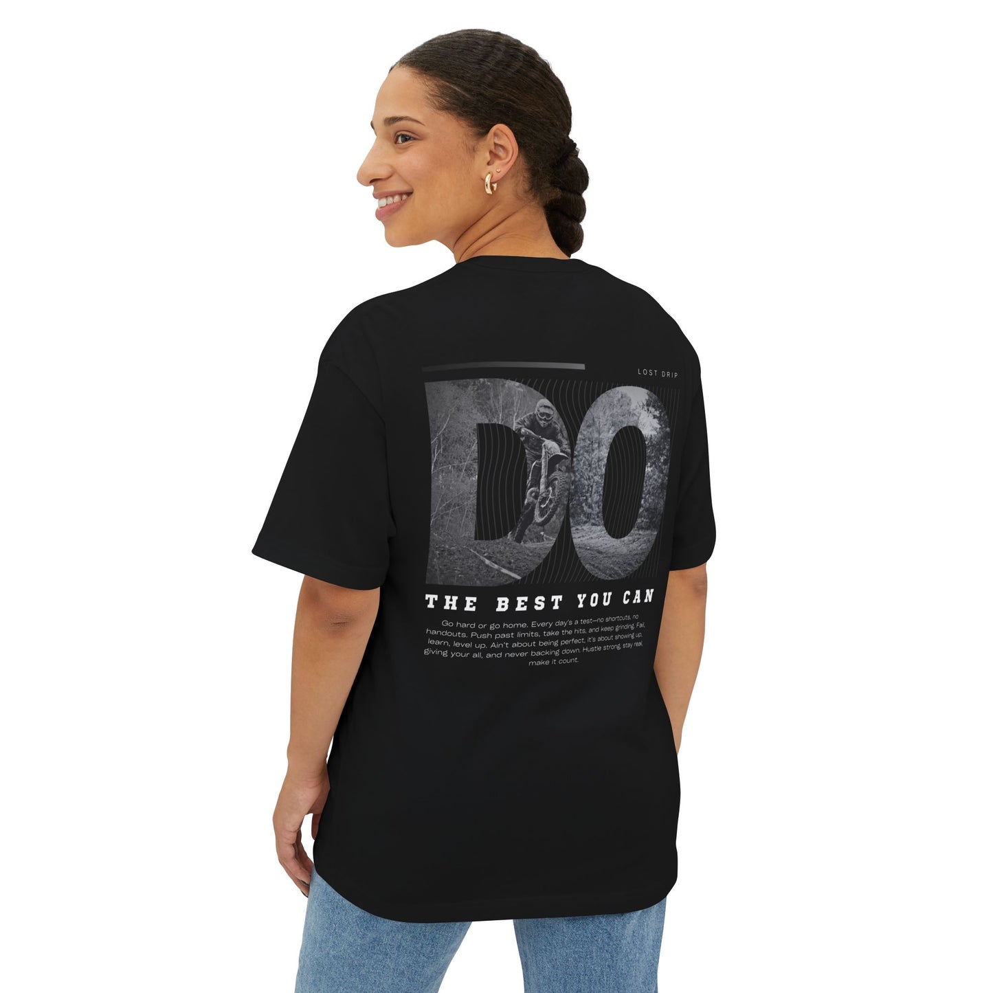 Black Unisex motivational streetwear t-shirt styled for men and women – Lost Drip summer drop
