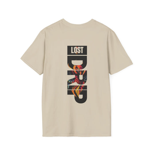 Beige, Unisex graphic t-shirt for men and women – Lost Drip flame back print