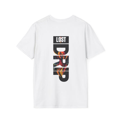 white Unisex streetwear t-shirt – Lost Drip back print tee for women and men