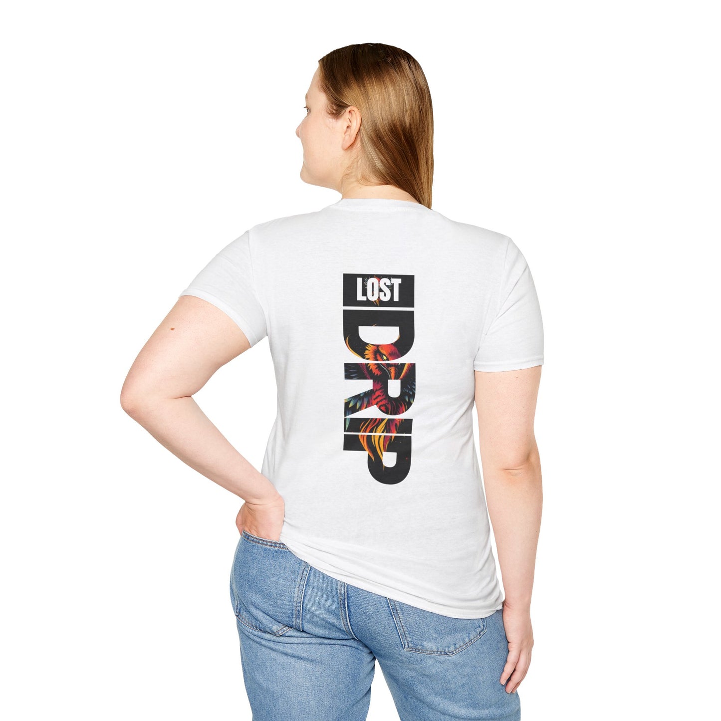 white Men’s and women’s graphic t-shirt – unisex Lost Drip fire design