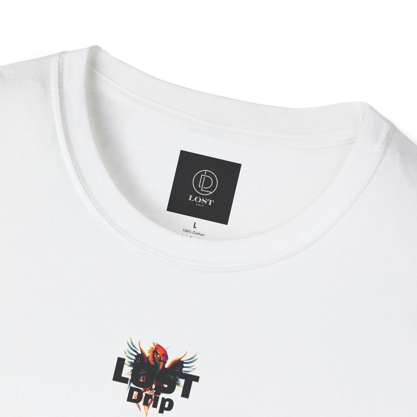 white Trendy unisex fashion tee – Lost Drip fire print for men and women