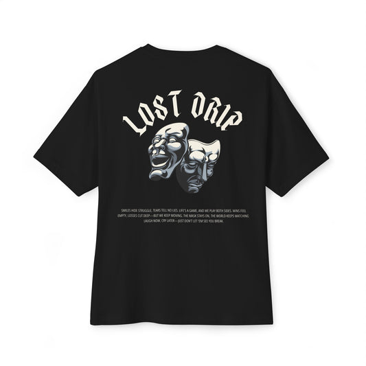Lost Drip unisex black graphic t-shirt with bold streetwear text and breathable fit